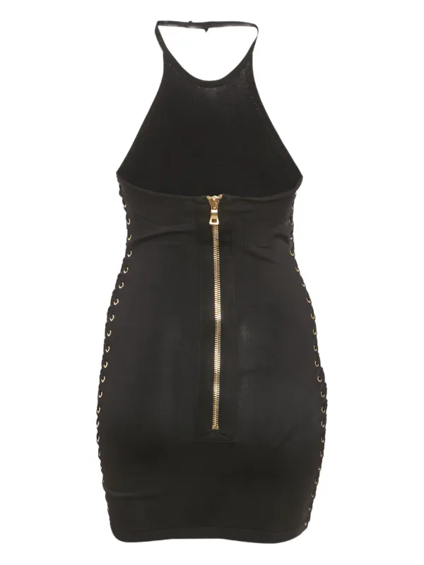 Balmain Halterneck Lace-up Mini Dress - Black Balmain Halterneck Lace-up Mini Dress - Black