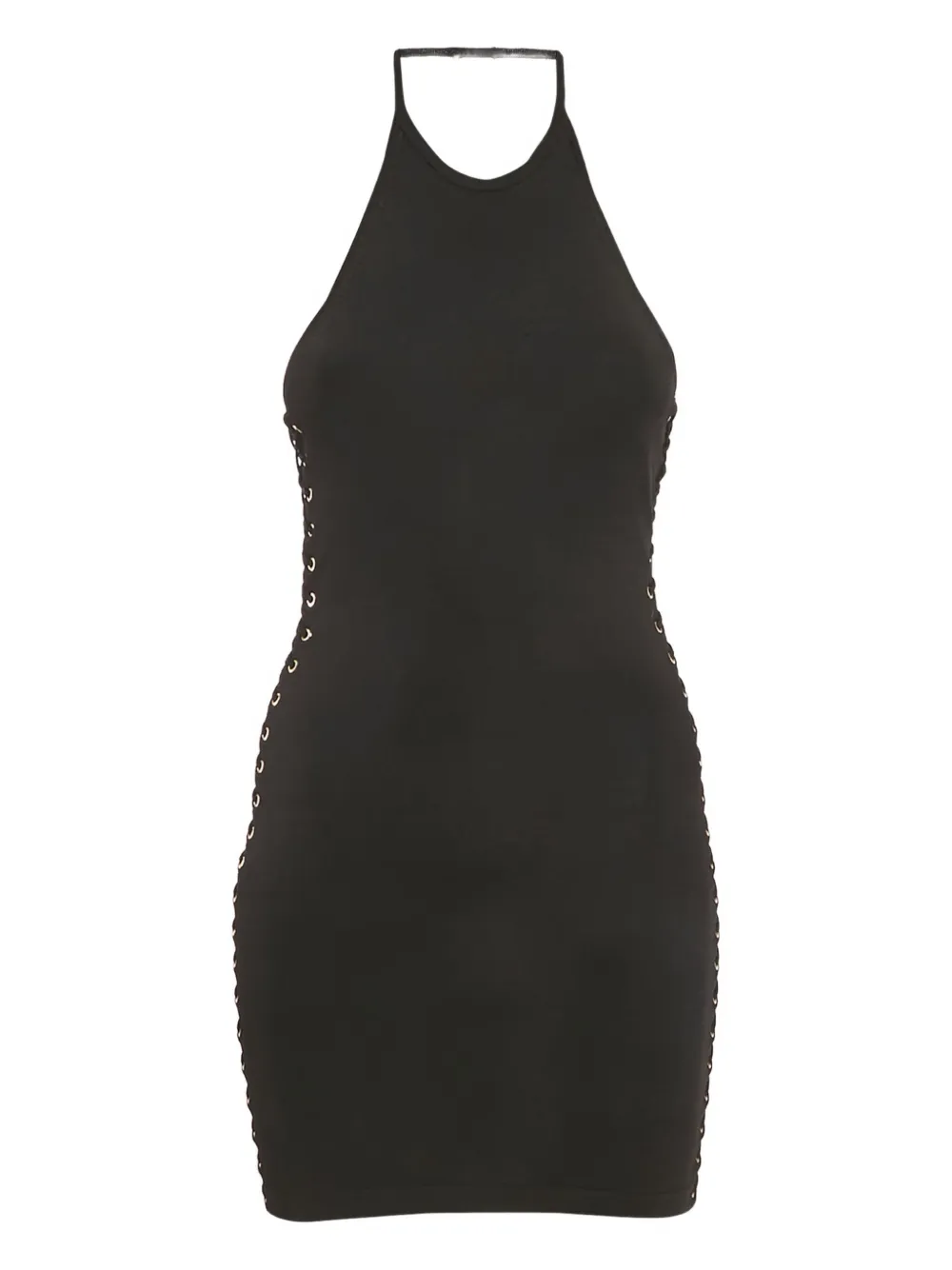 Balmain Pre-Owned halterneck lace-up mini dress - Nero