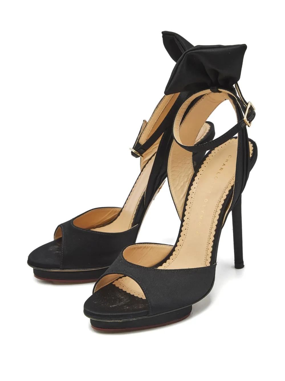 Charlotte Olympia bow ankle-strap sandals - Zwart