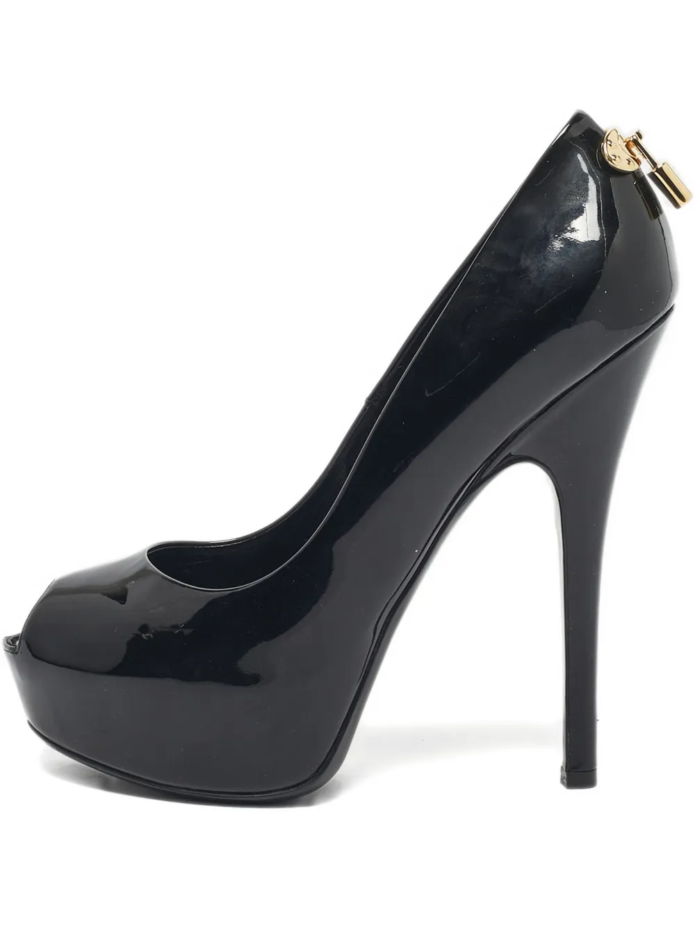 Louis Vuitton Pre-Owned padlock peep-toe heels - Schwarz
