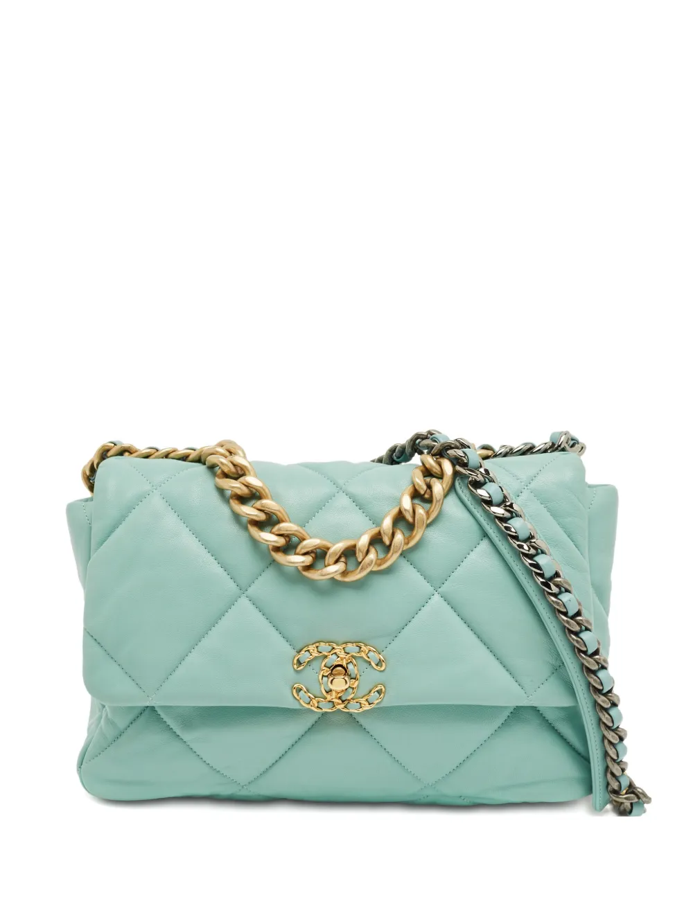 Pre-owned Chanel 2019 Large 19 Quilted Leather Tote Bag In Blue