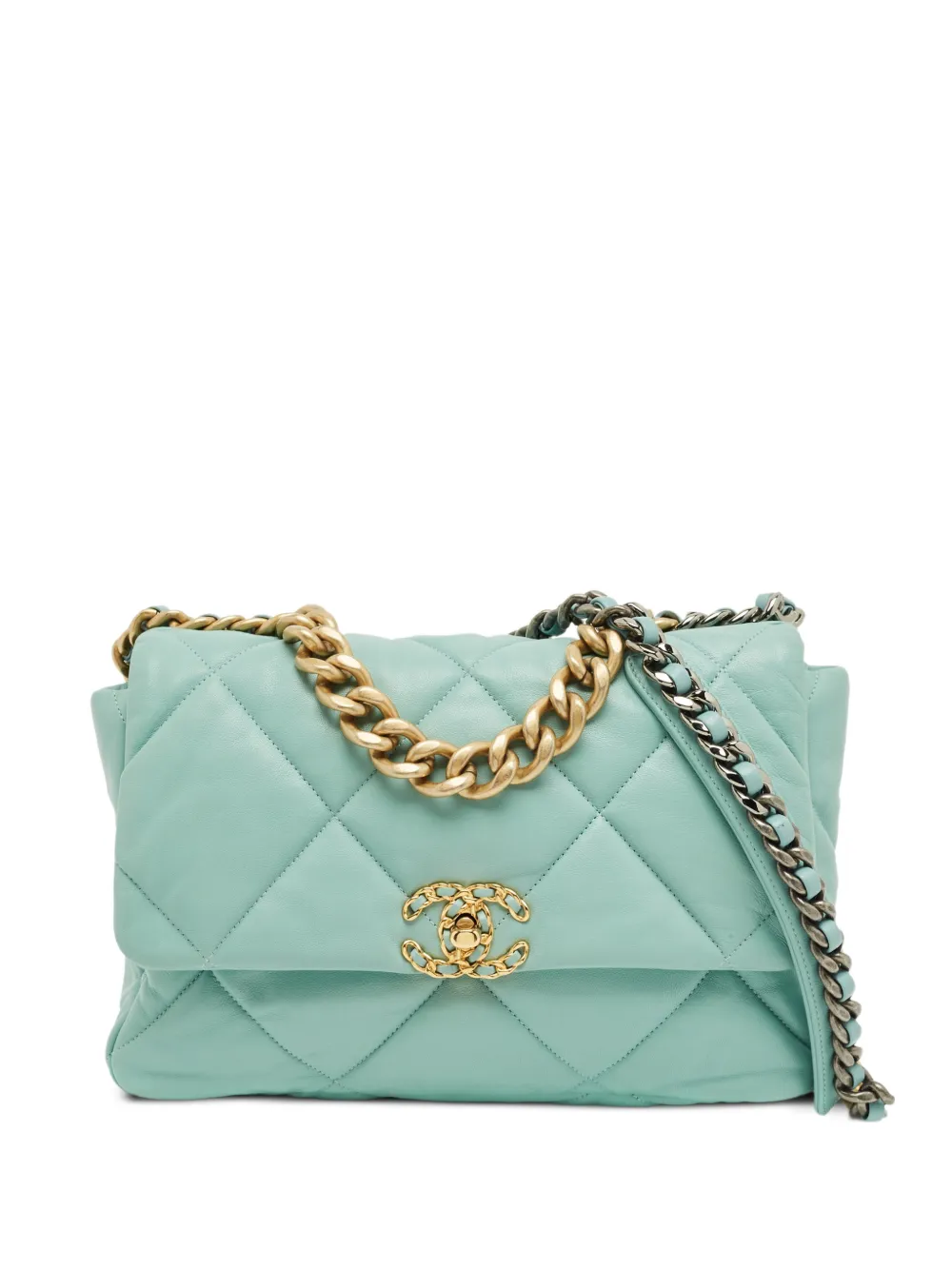 CHANEL Pre-Owned 2019 large 19 quilted leather tote bag - Blu