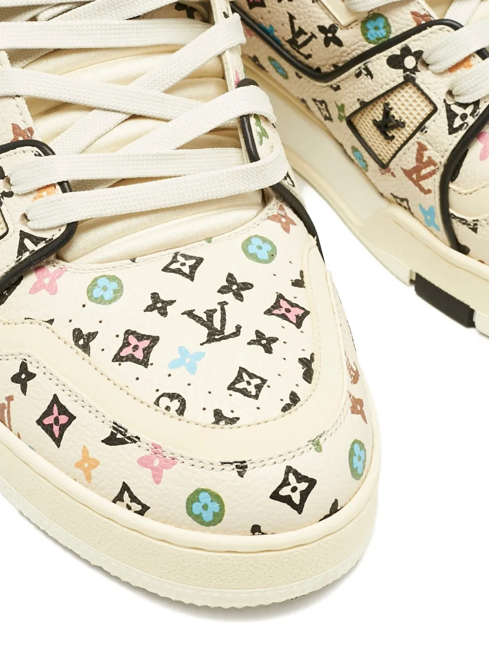Pre-owned Louis Vuitton X Tyler The Creator Monogram Leather Sneakers In Neutral