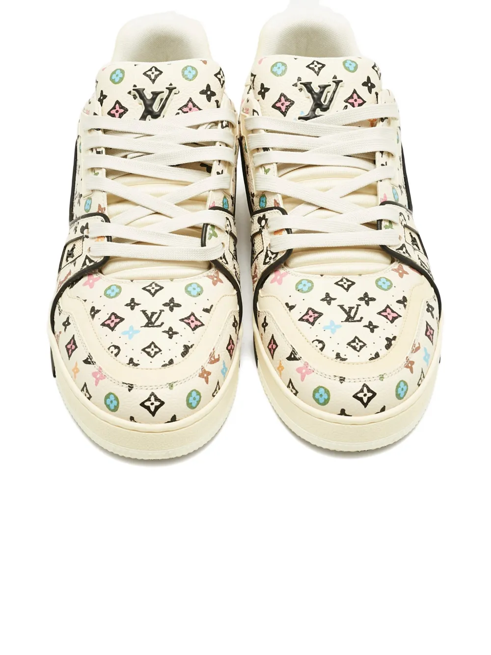 Pre-owned Louis Vuitton X Tyler The Creator Monogram Leather Sneakers In Neutral