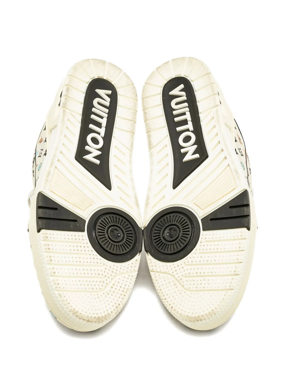 Pre-owned Louis Vuitton X Tyler The Creator Monogram Leather Sneakers In Neutral