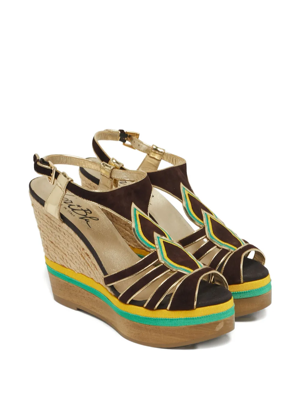 Loriblu suede cut-out wedge sandals - Bruin