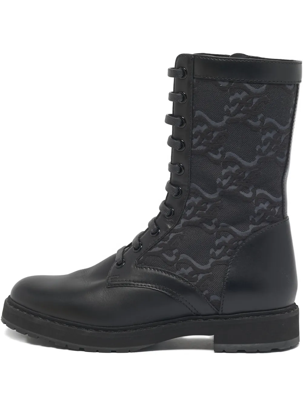Fendi Pre-Owned Karligraphy jacquard leather combat boots - Schwarz