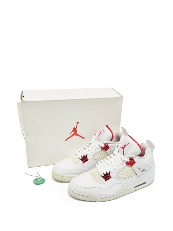 Jordan Air Jordan 4 Retro Leather lace-up Sneakers | White  display picture 1