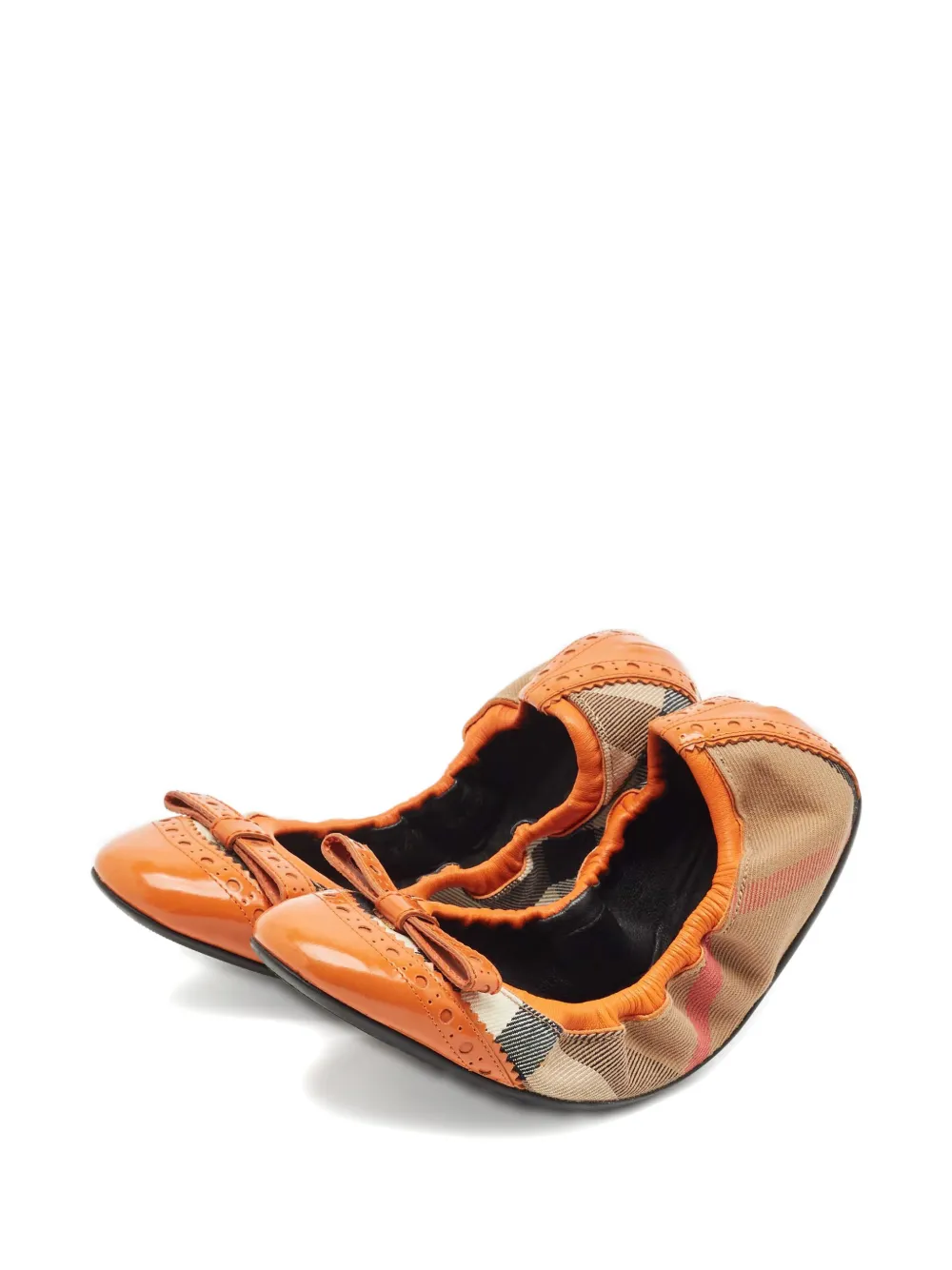 Burberry Pre-Owned Drayton bow-detail ballet flats - Oranje