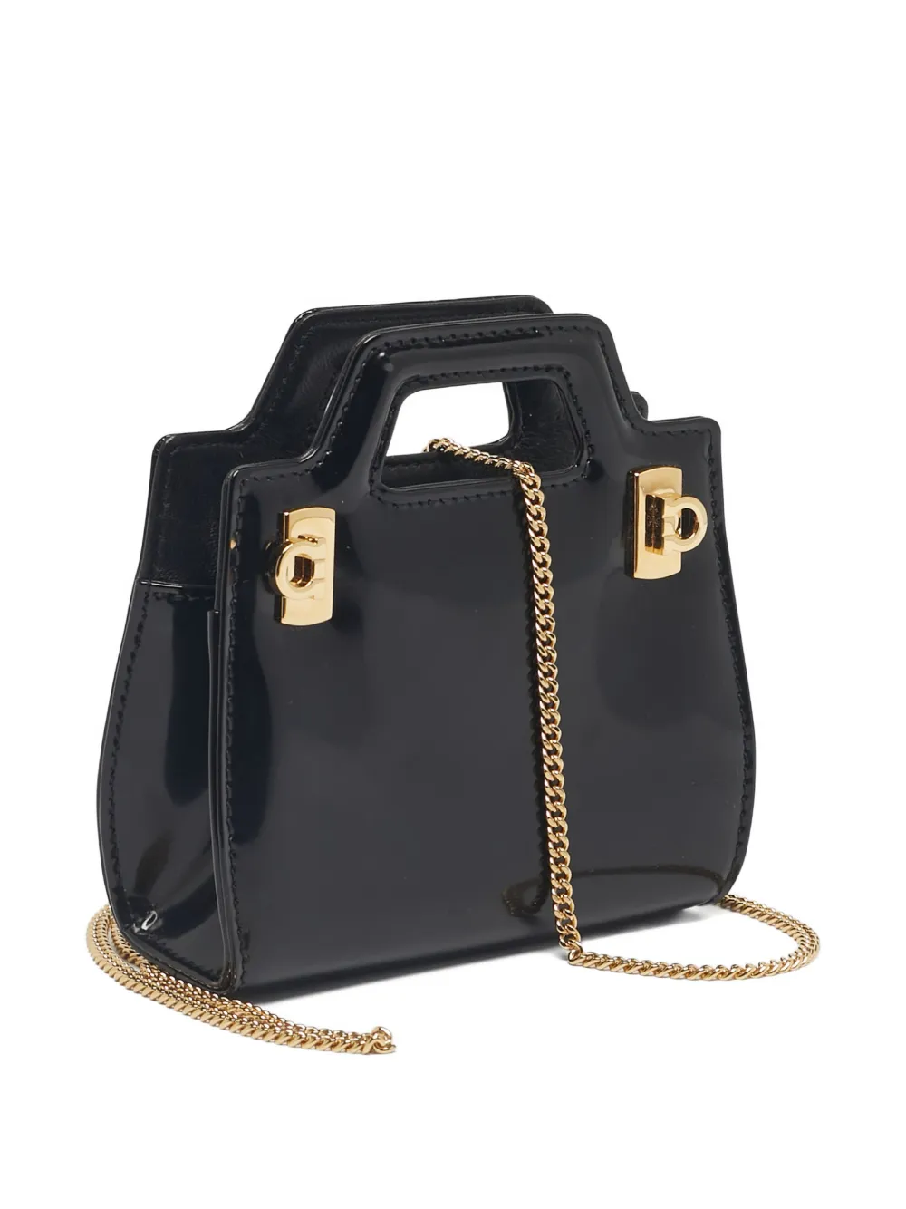 Pre-owned Ferragamo Micro Sofia Leather Tote Bag In Black