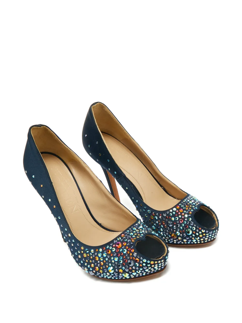 Alexander McQueen Pre-Owned embellished peep-toe pumps - Blauw