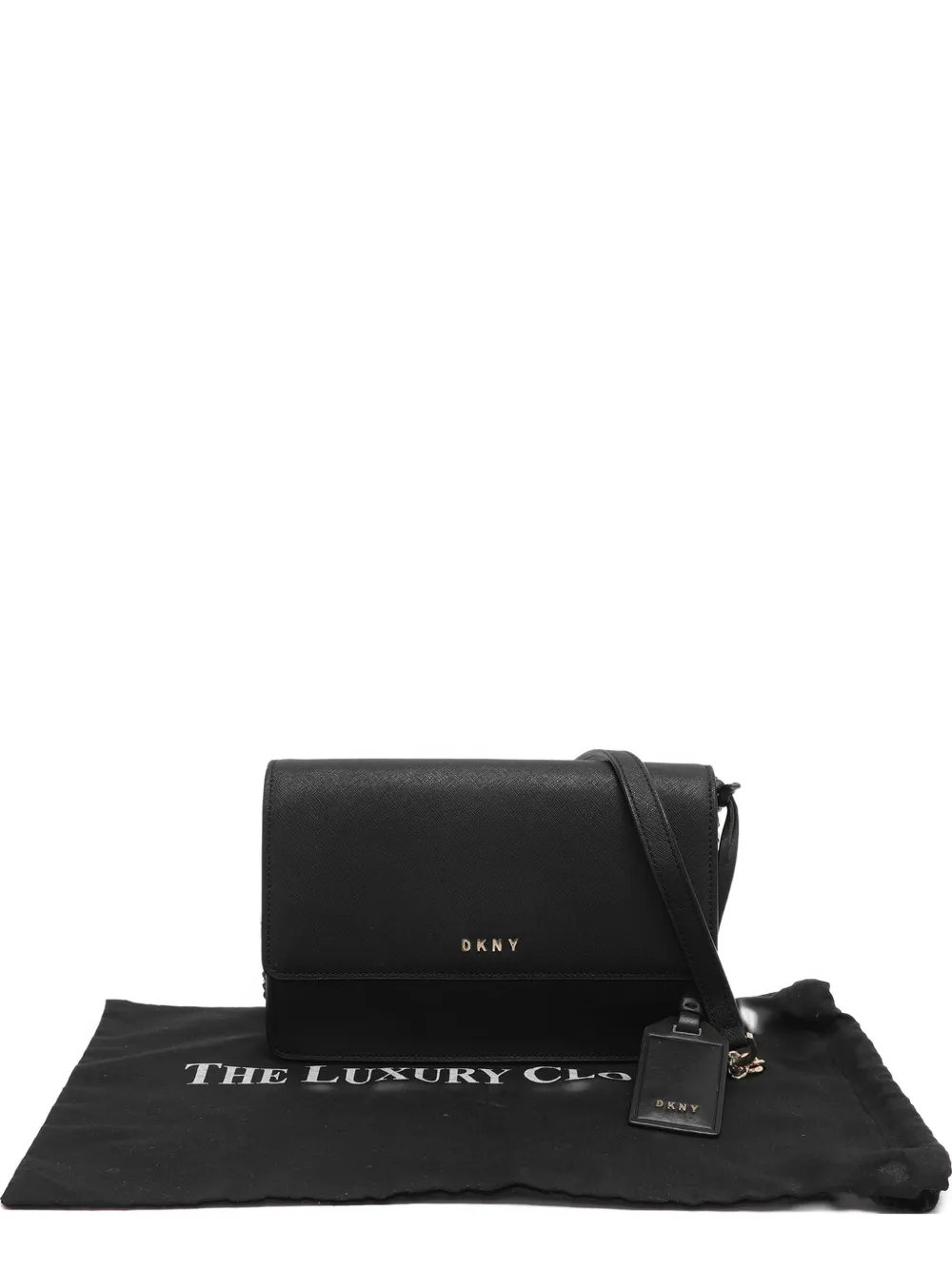 Pre-owned Dkny Vintage Logo-detail Leather Cross Body Bag In Black