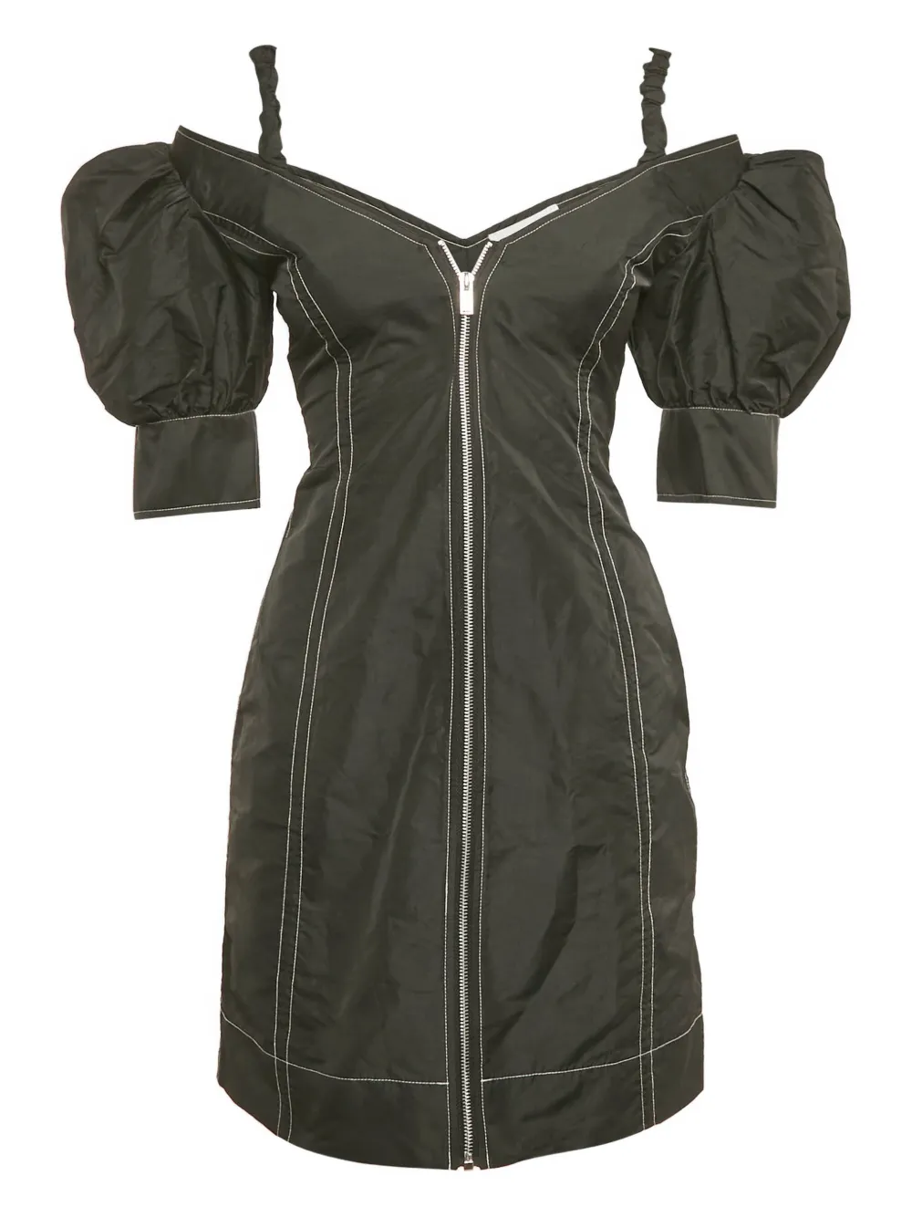 GANNI cold-shoulder mini dress - Nero