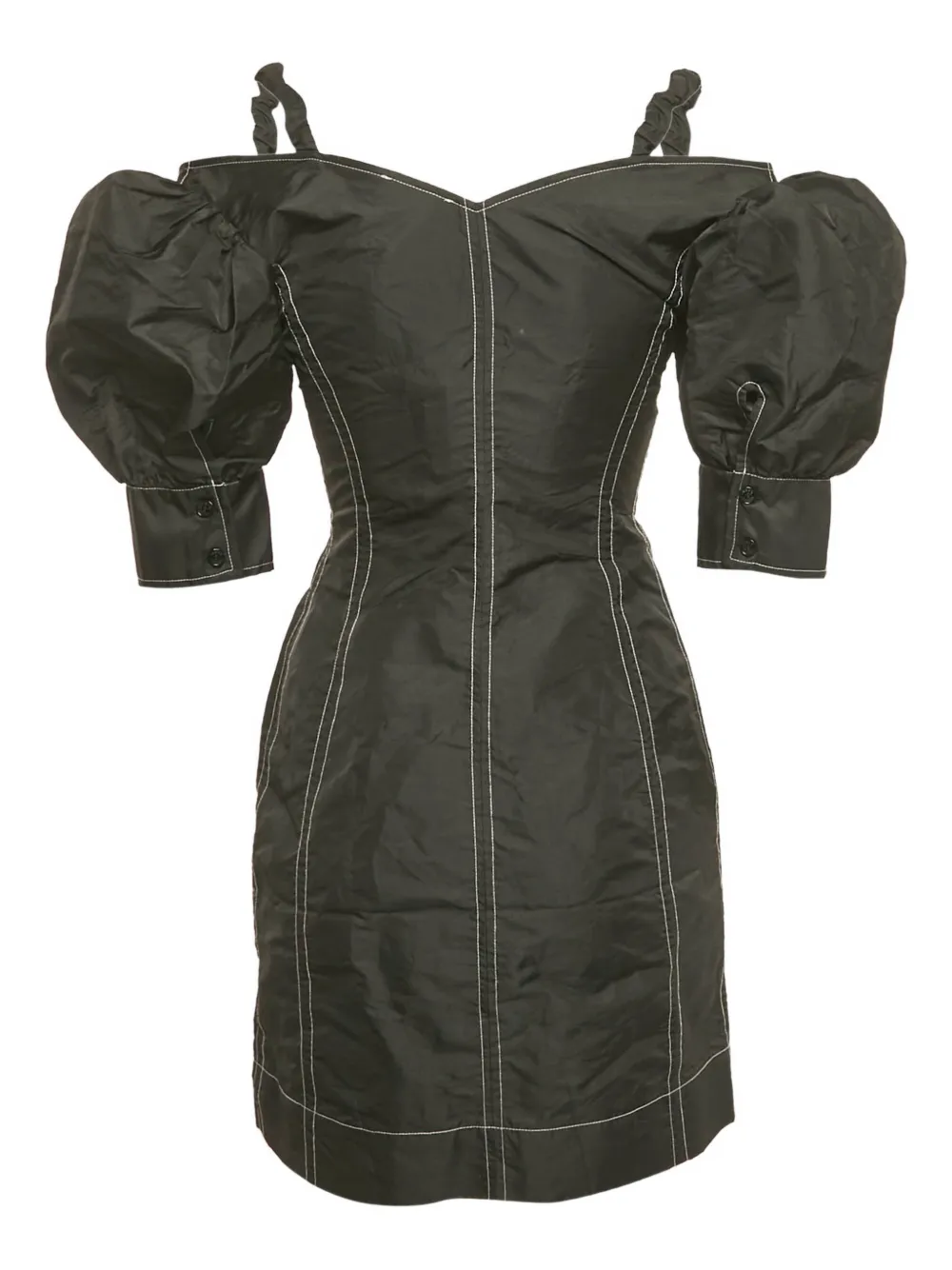 GANNI cold-shoulder mini dress - Zwart