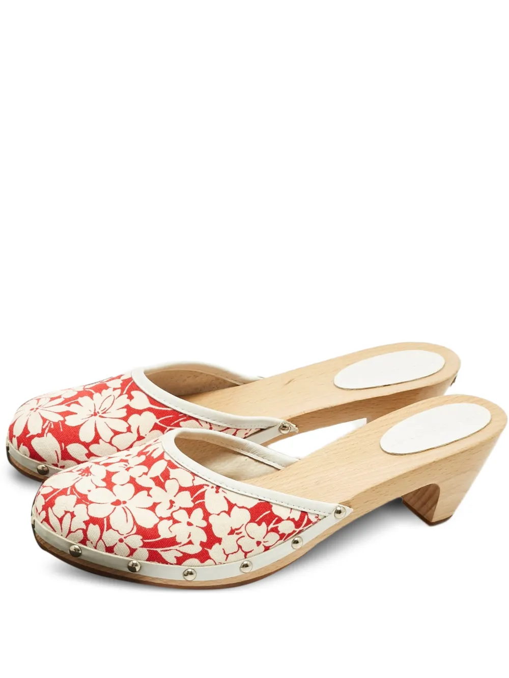 Burberry Pre-Owned floral-print leather mules - Rosso