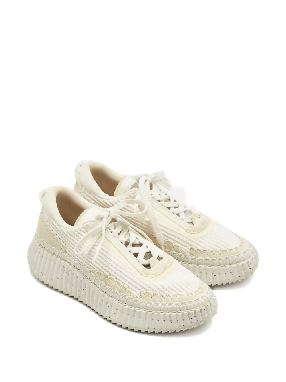 Chloé Pre-Owned Nama knitted platform sneakers - Beige