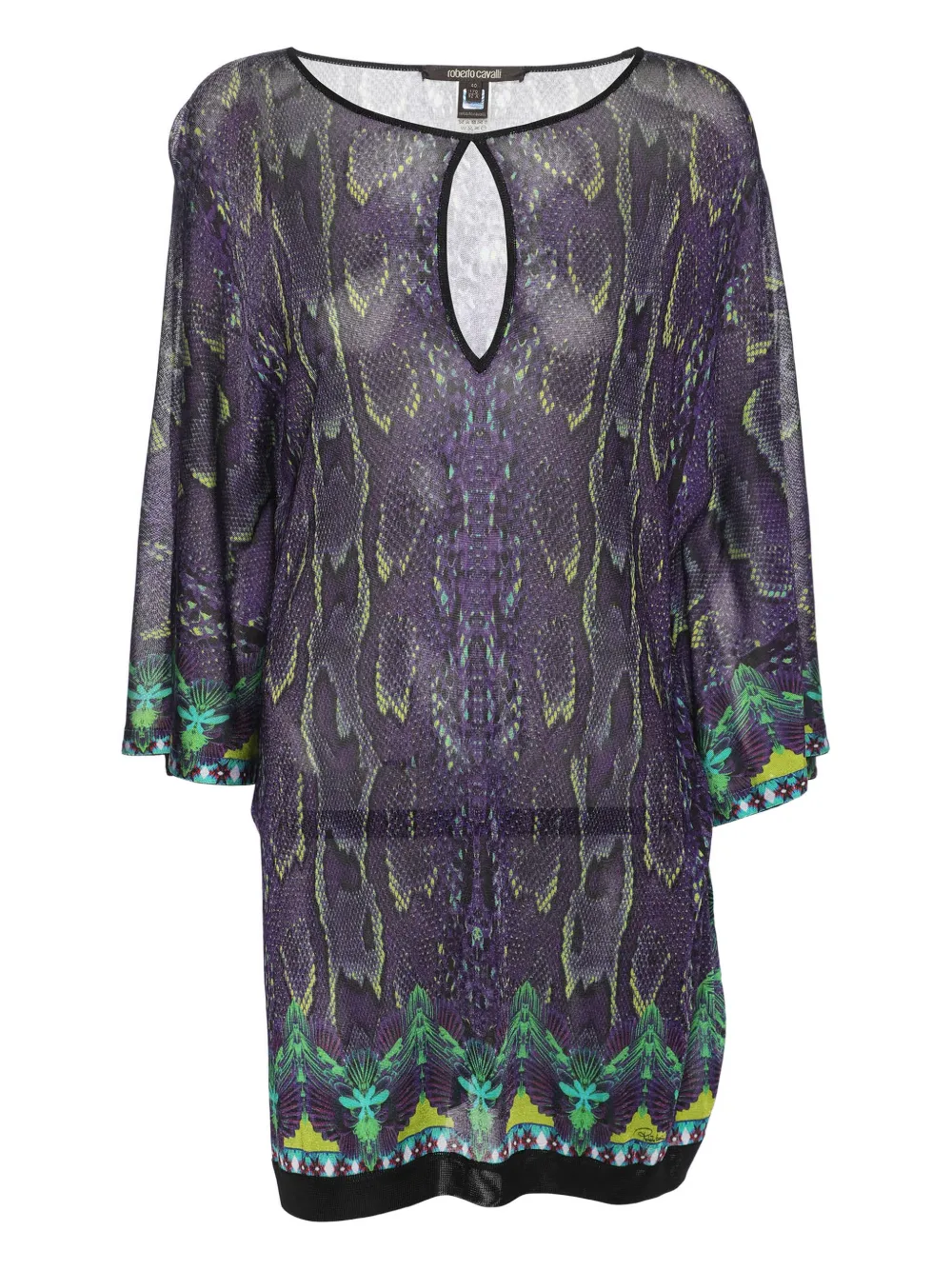 Pre-owned Roberto Cavalli Vintage Snake-print Belted Kaftan In Purple