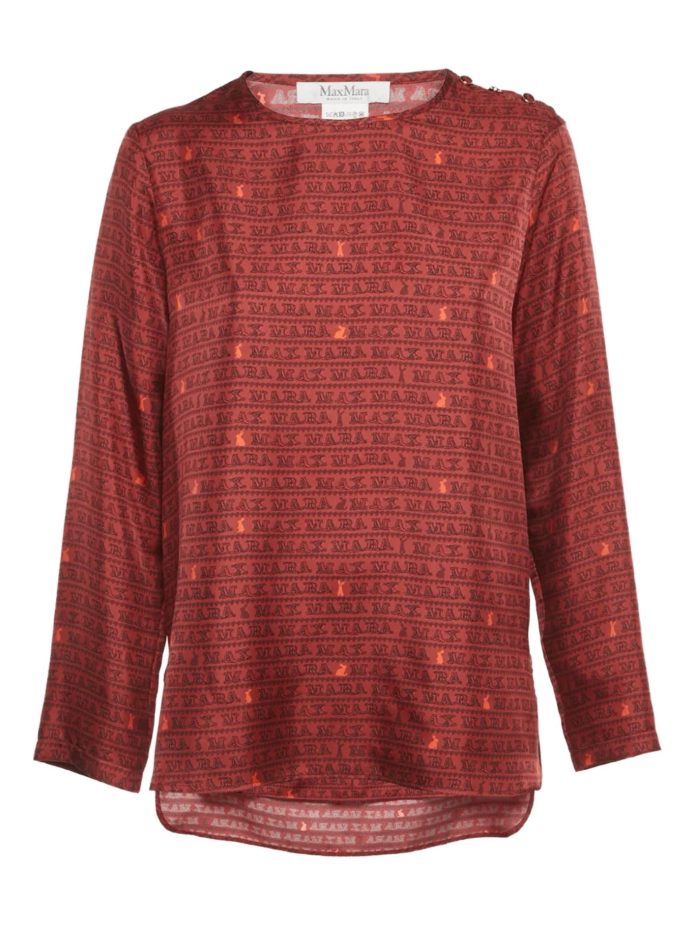Max Mara long-sleeve crew-neck overall-print top - Rosso