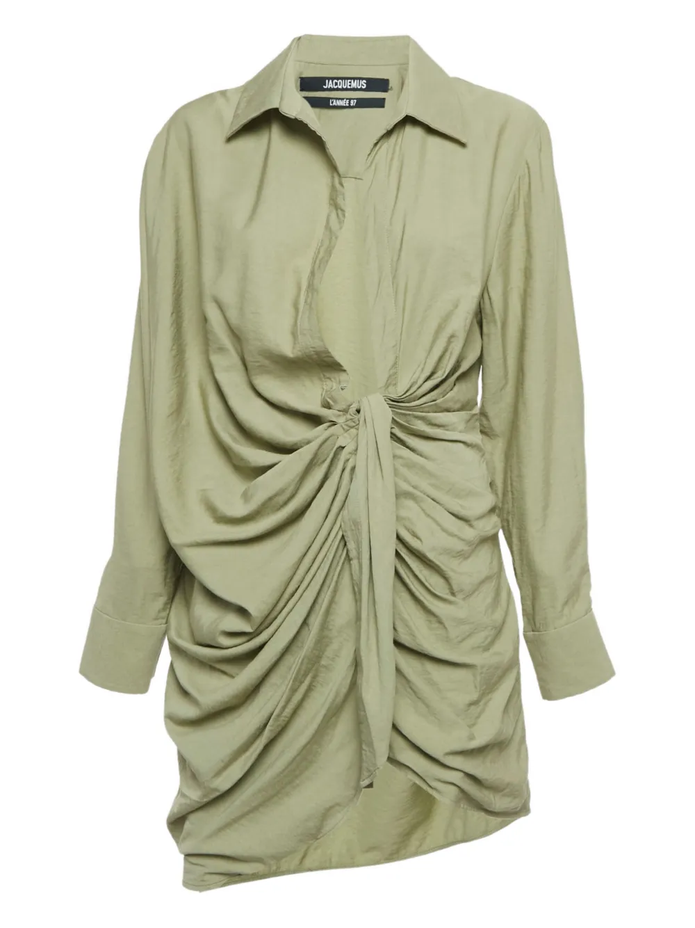 Jacquemus Pre-Owned knot crepe shirt dress - Verde
