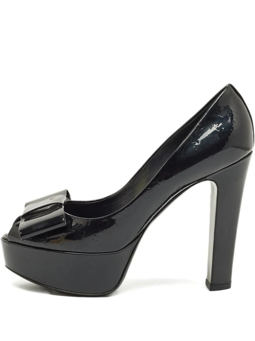Louis Vuitton Pre-Owned Vernis bow-detail platform pumps - Schwarz