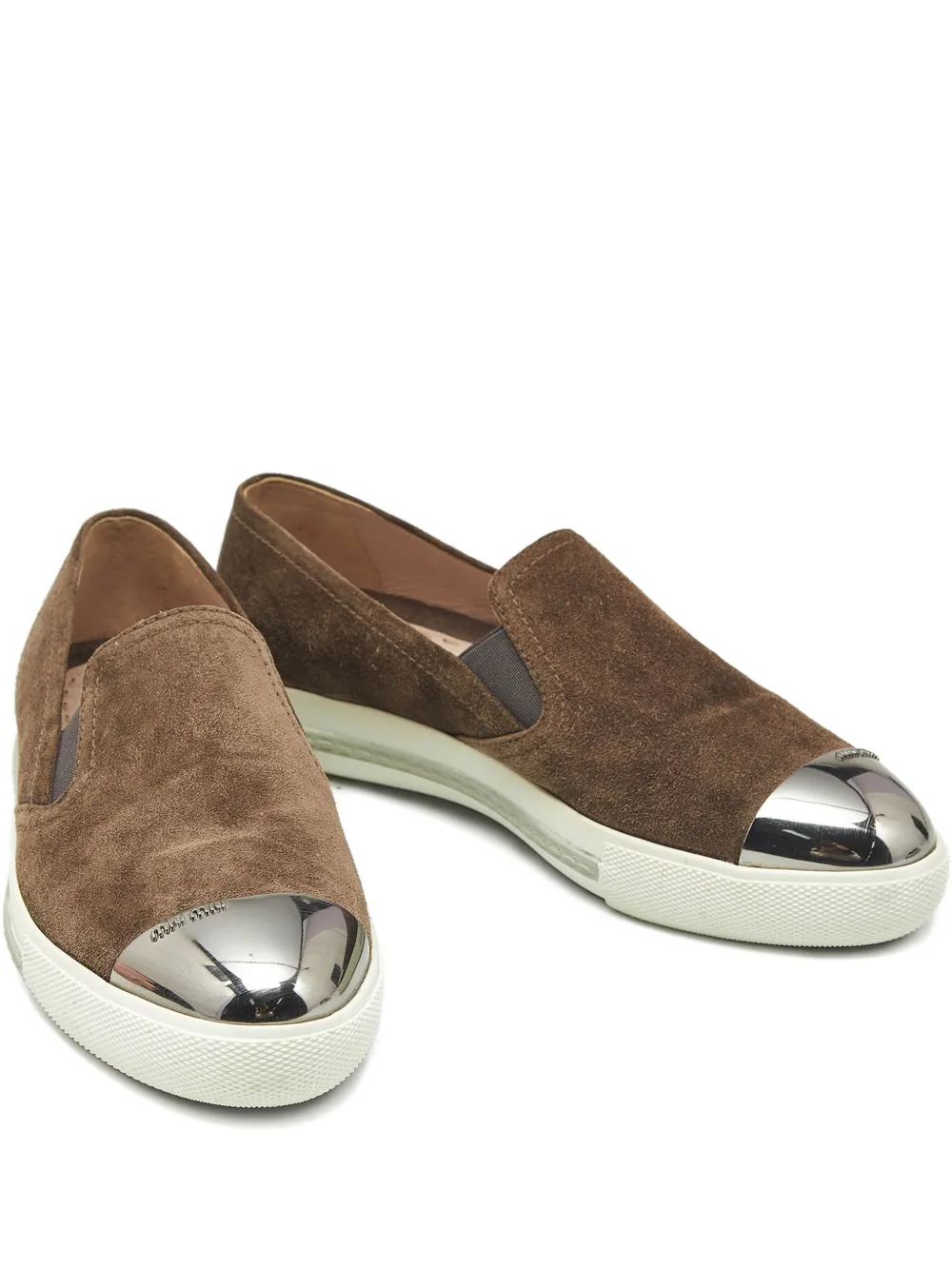 Miu Miu Pre-Owned metal-cap slip-on sneakers | Brown | Image 1