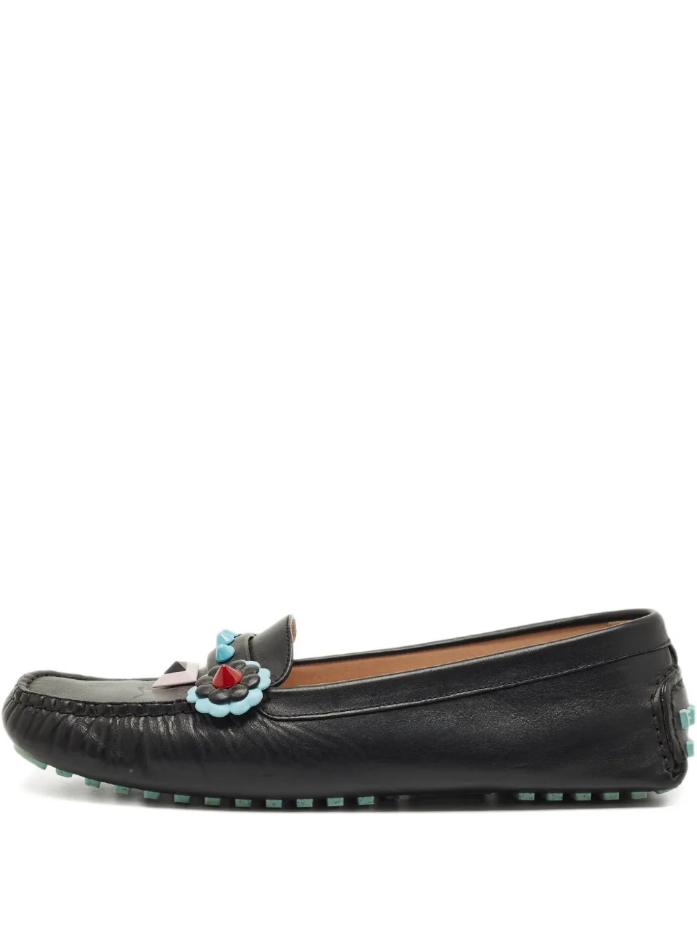 Fendi Pre-Owned Flowerland leather loafers - Nero