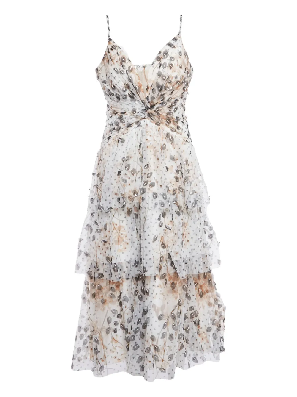 Marchesa Notte polka dot-print tulle dress - Bianco