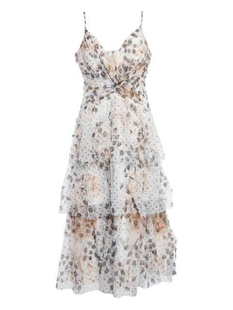 Marchesa Notte polka dot-print tulle dress