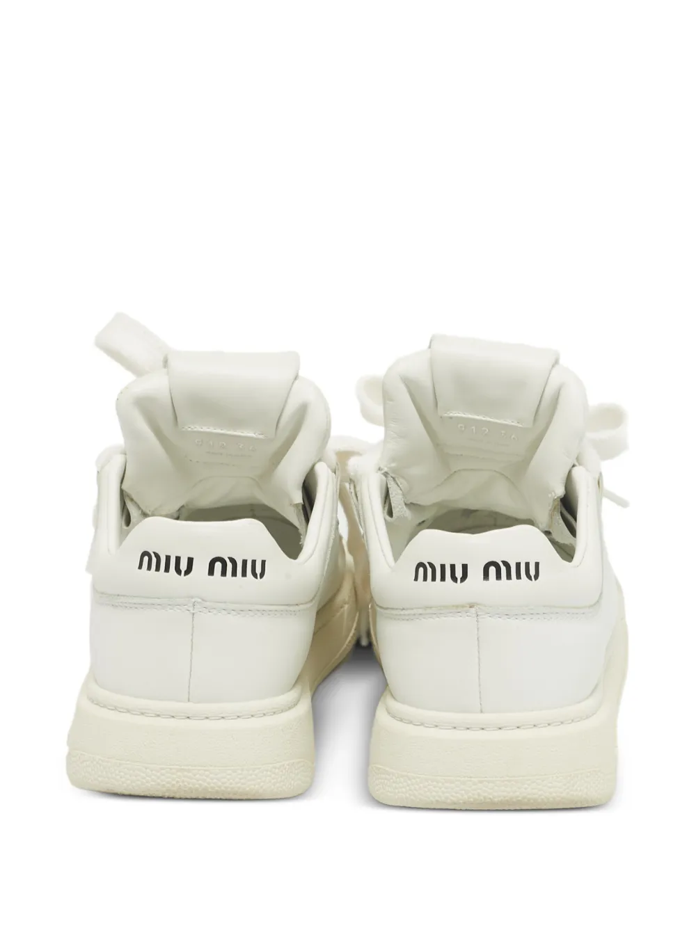 Miu Miu Pre-Owned leather lace-up sneakers - Wit