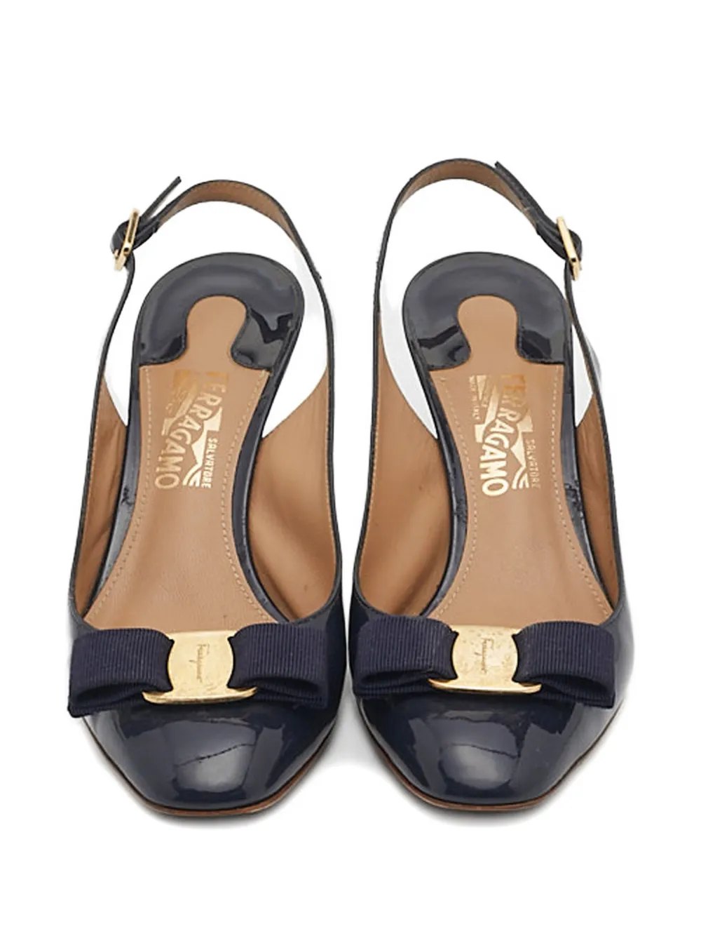 Ferragamo Pre-Owned bow leather pumps - Blauw