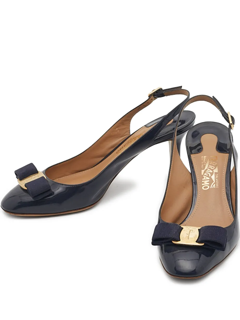 Ferragamo Pre-Owned bow leather pumps - Blu