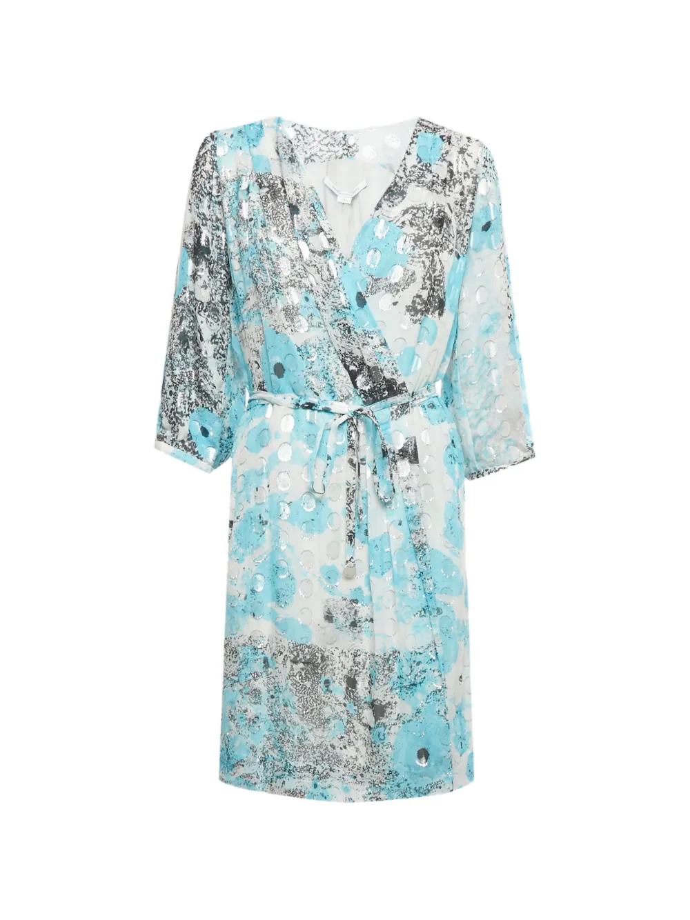 DVF Diane von Furstenberg metallic-dot wrap mini dress - Blau