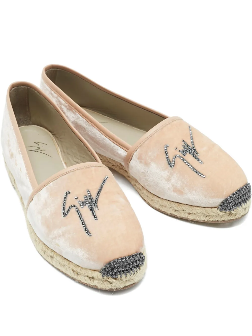 Pre-owned Giuseppe Zanotti Velvet Embellished Espadrilles In Pink