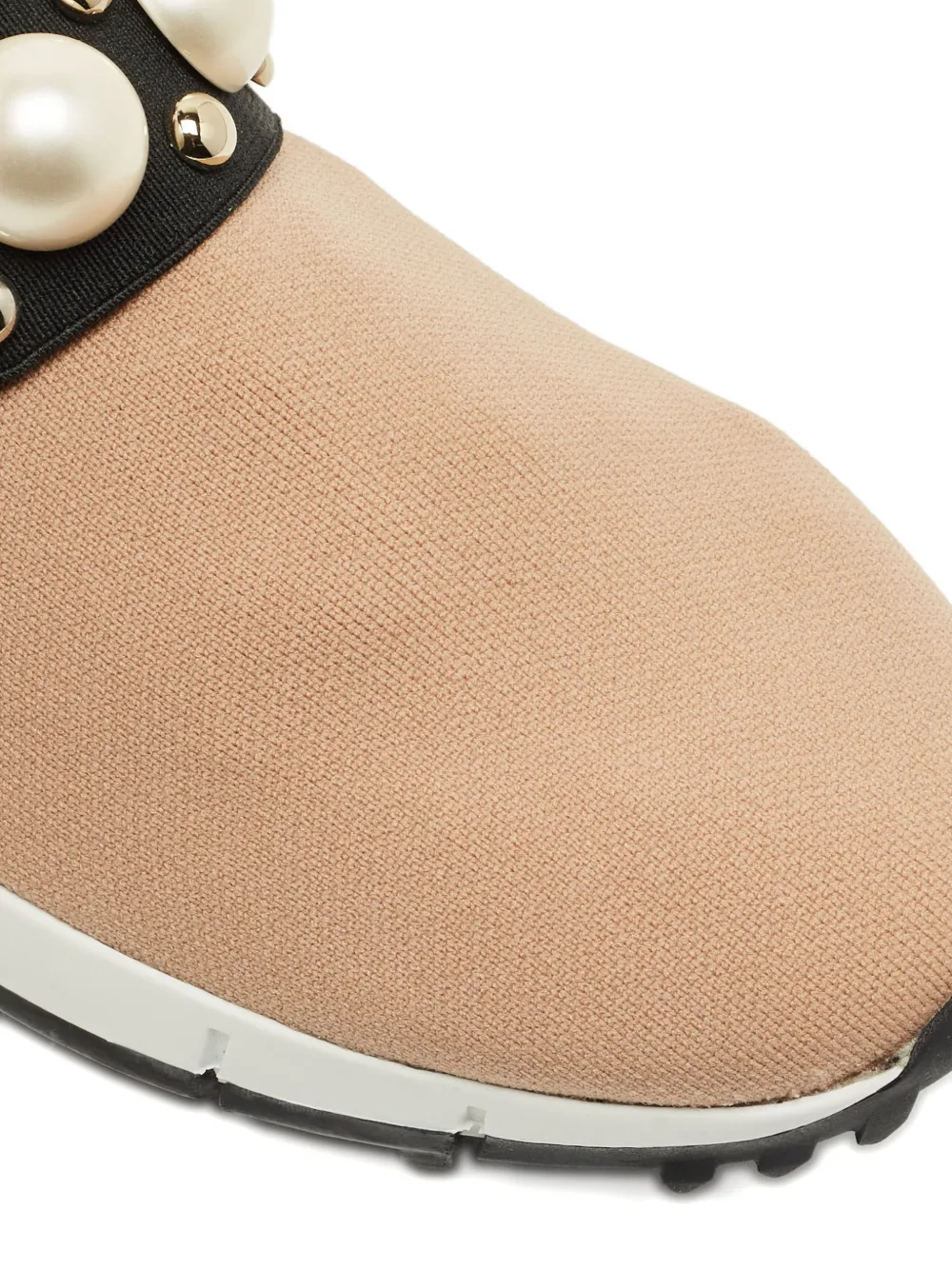 Jimmy Choo Pre-Owned knitted studded sneakers - Beige