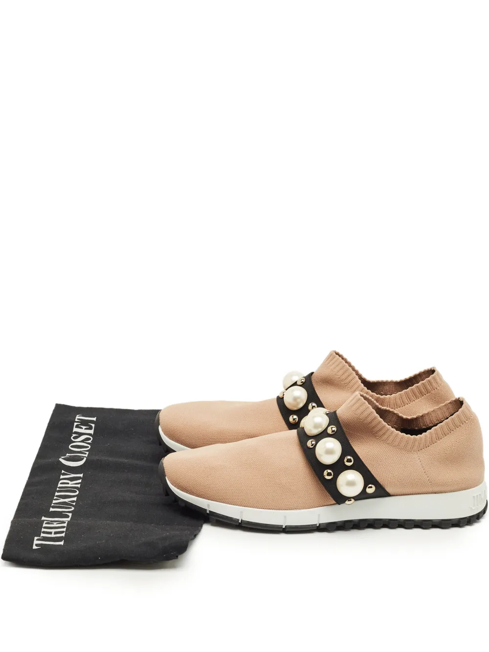 Jimmy Choo Pre-Owned knitted studded sneakers - Toni neutri