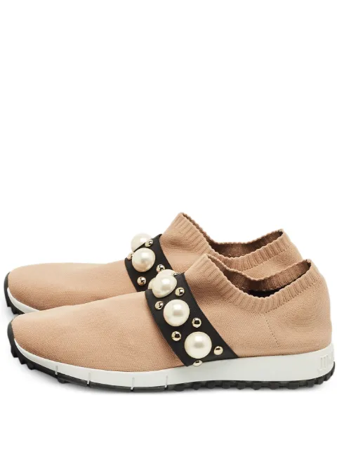 Jimmy Choo Pre-Owned knitted studded sneakers