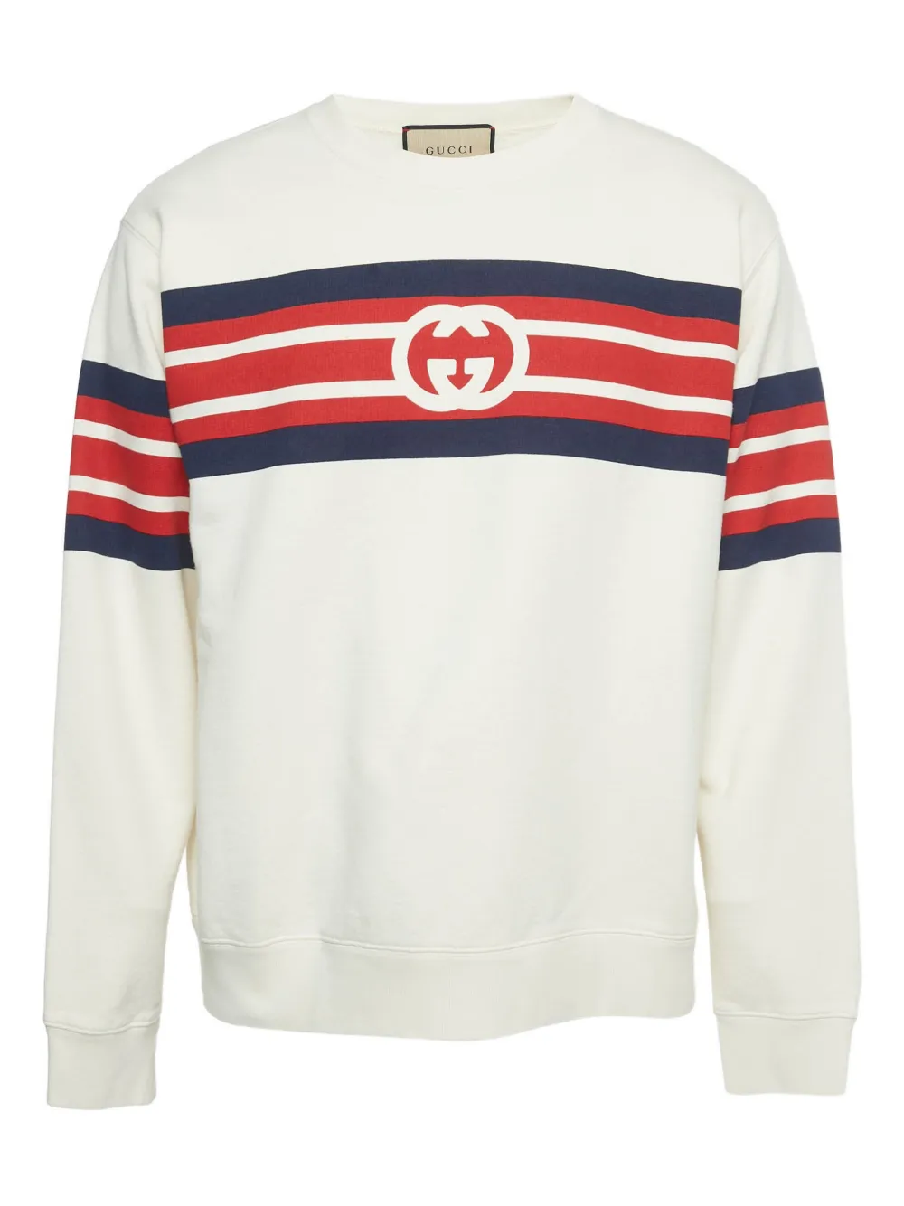 Gucci Pre-Owned printed-logo stripe-detail sweatshirt - Toni neutri