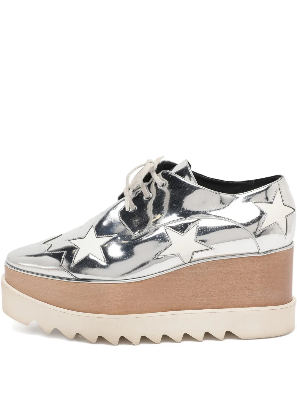 Pre-owned Stella Mccartney Elyse Star-motif Platform Derby Shoes In Silver