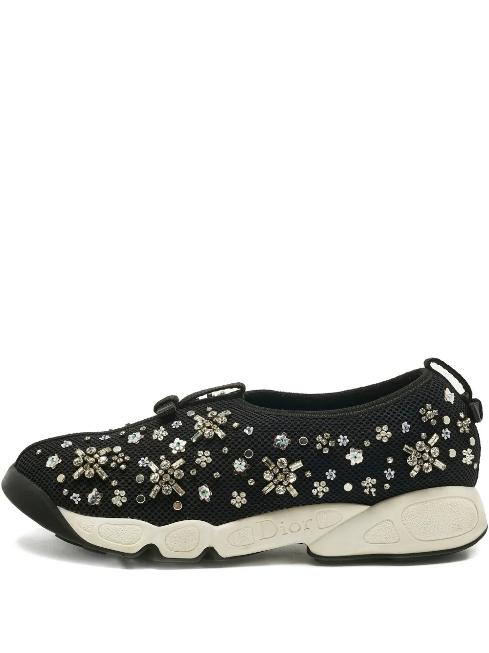 Pre-owned Dior Crystal-embellishment Sneakers In Black