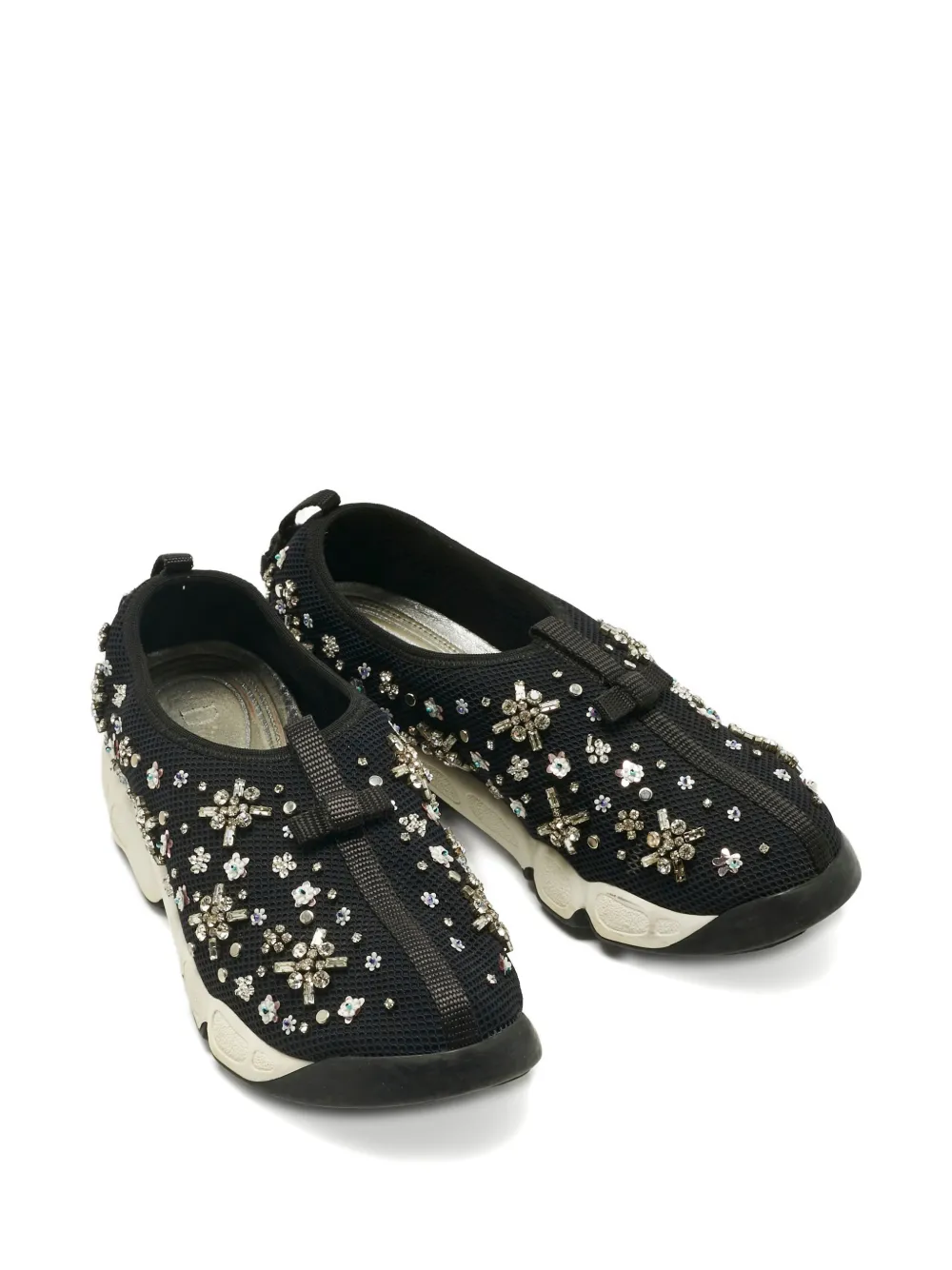 Pre-owned Dior Crystal-embellishment Sneakers In Black
