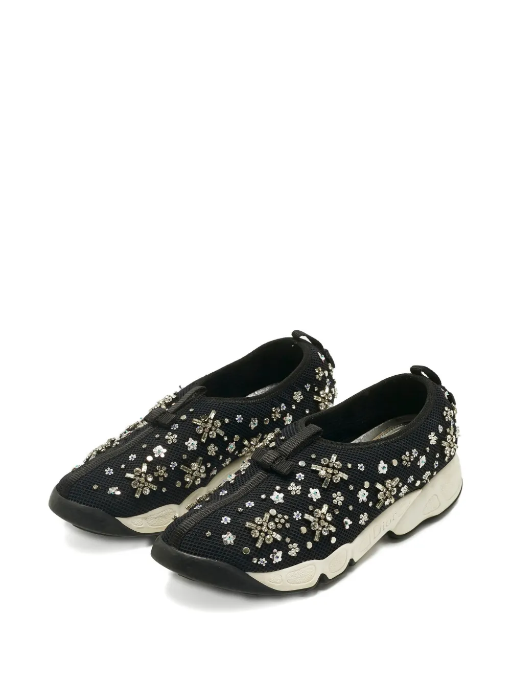 Pre-owned Dior Crystal-embellishment Sneakers In Black
