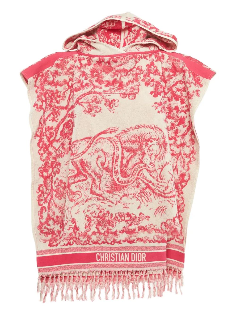 Christian Dior Pre-Owned Poncho Toile De Jouy con cappuccio - Rosa