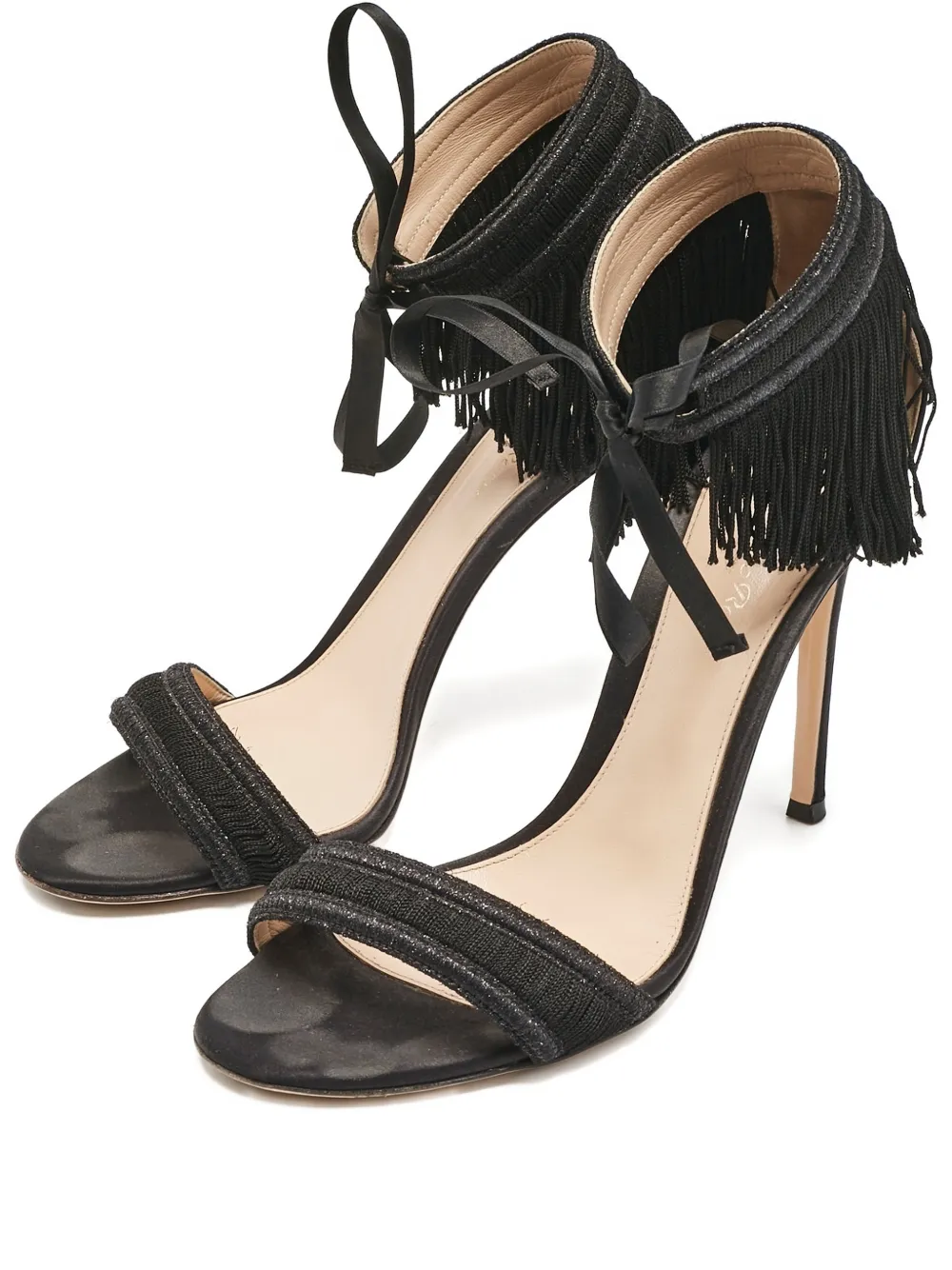 Gianvito Rossi fringe ankle-tie sandals - Schwarz