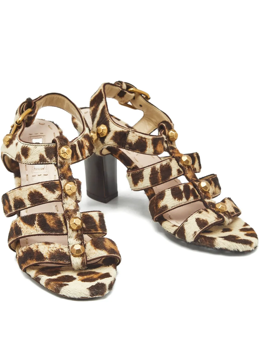 Miu Miu Pre-Owned studded-detail open-toe sandals | Brown | Image 1