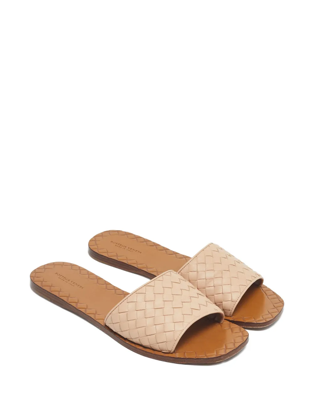 Bottega Veneta Pre-Owned Intrecciato leather slides - Beige