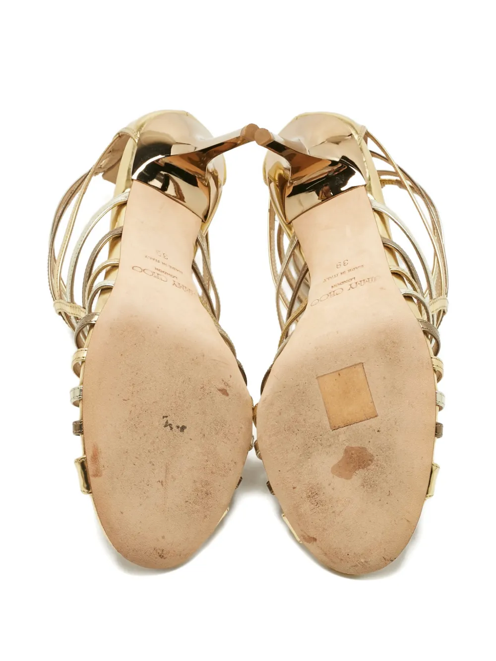 Jimmy Choo Pre-Owned Glenys gladiator straps sandals - Goud