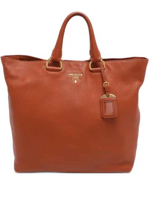 Prada Pre-Owned logo-plaque leather tote bag