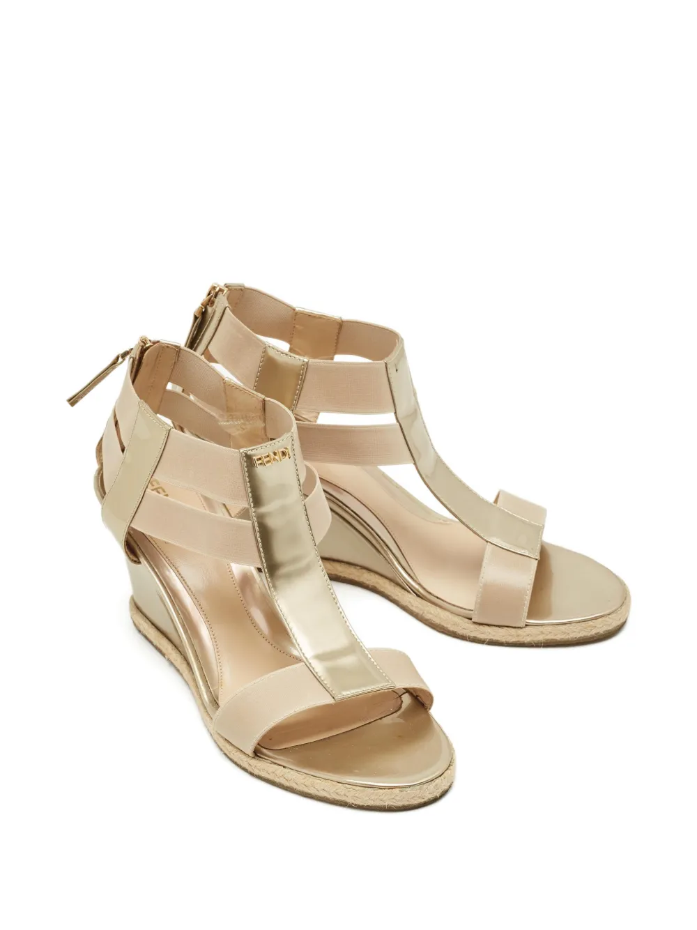 Fendi Pre-Owned t-strap round-toe espadrilles - Beige