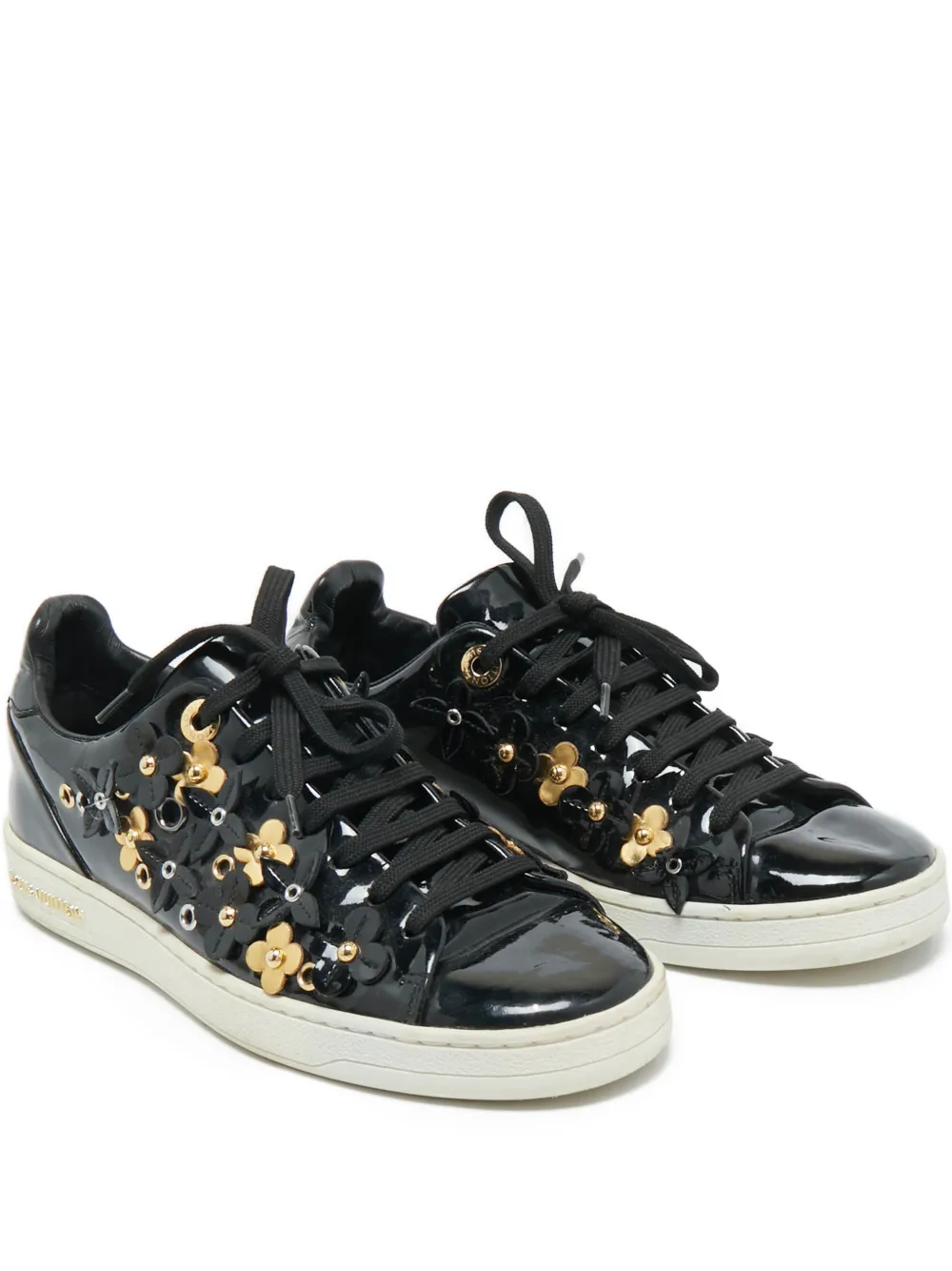 Louis Vuitton Pre-Owned floral-embellishment leather sneakers - Nero