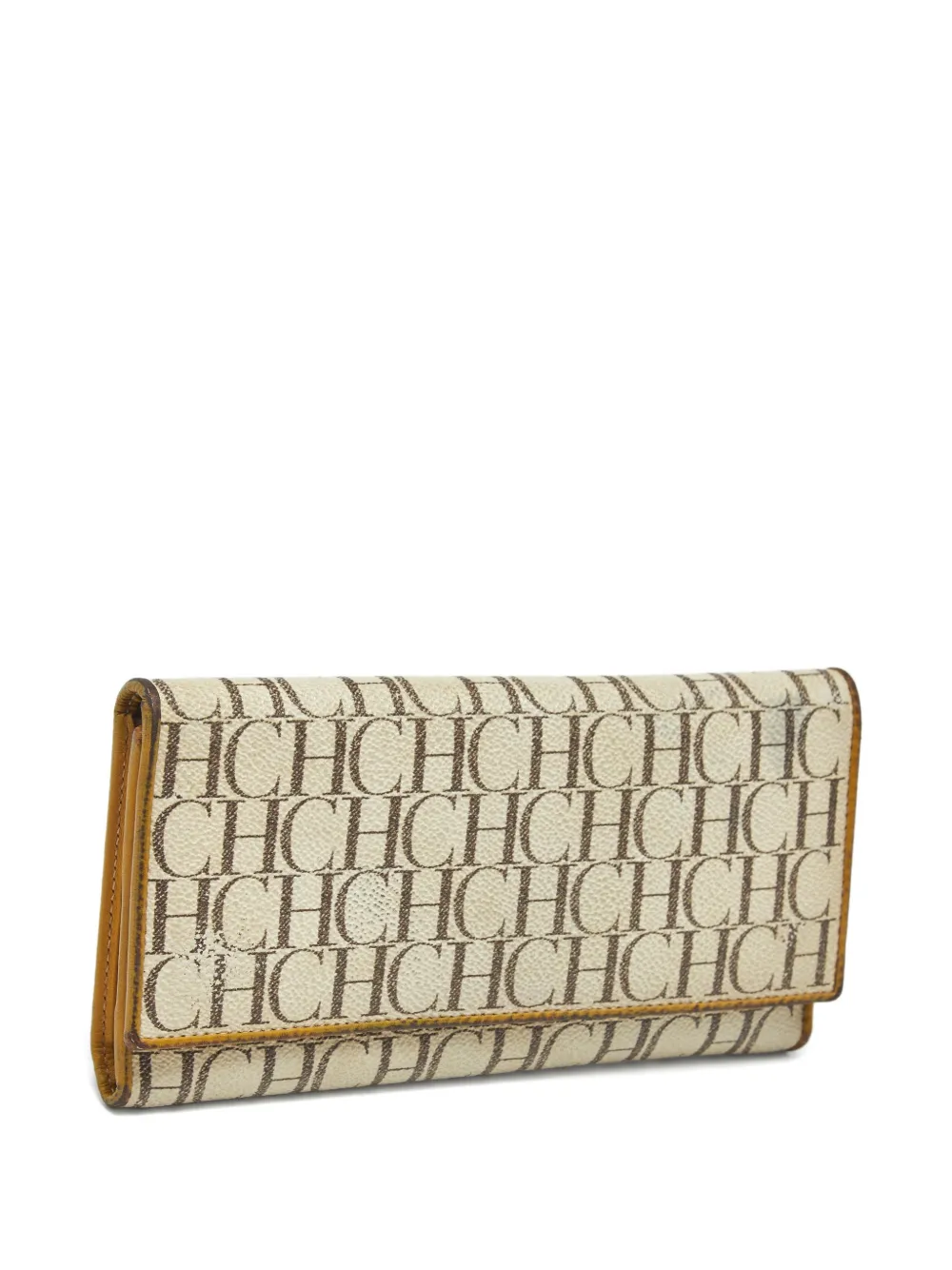 Carolina Herrera Vintage monogram coated canvas trifold wallet - Beige